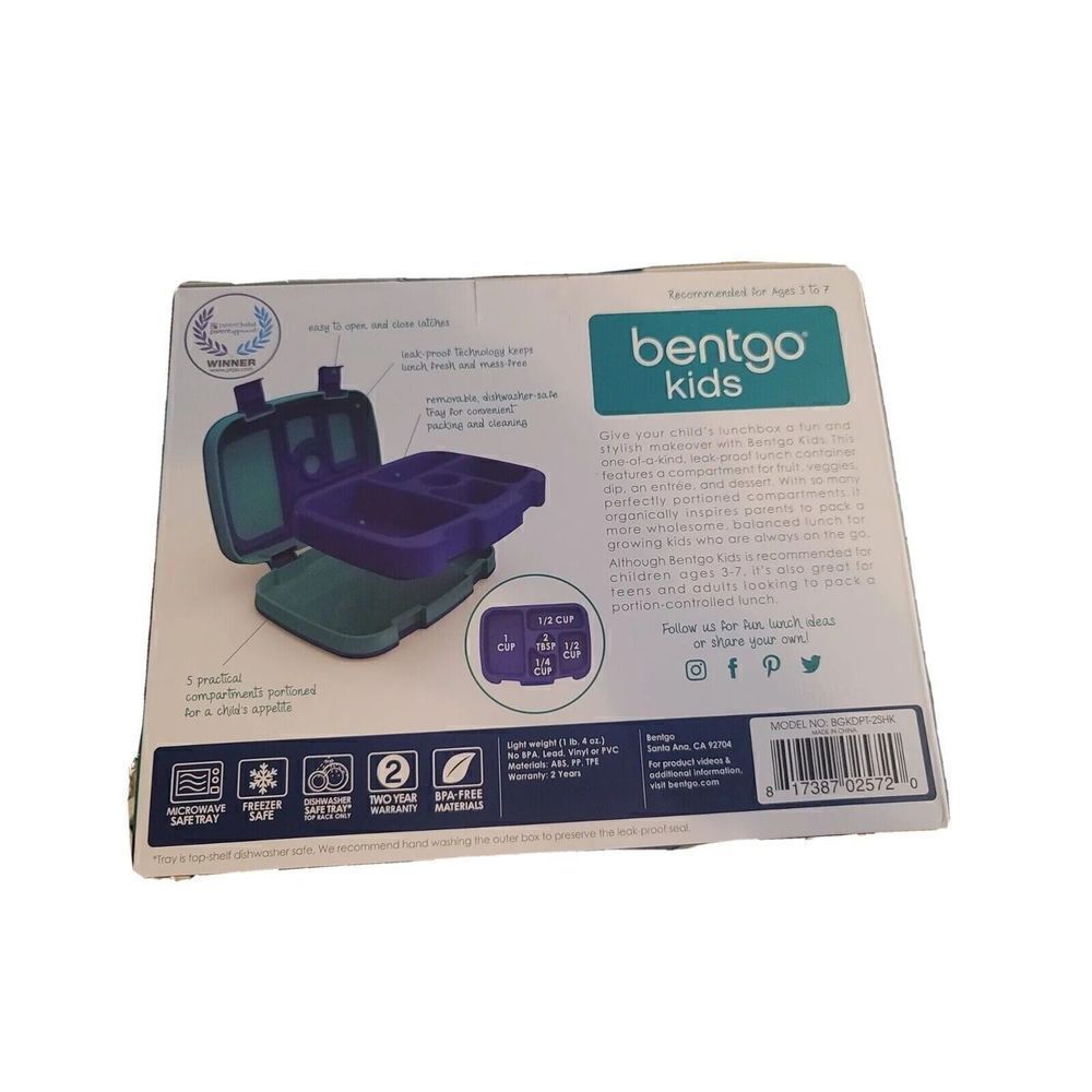 Bentgo Kids Lunch Box Bento-Styled Durable & Leak Proof Sharks NEW Blue Ages 3-7 - Picture 5 of 8
